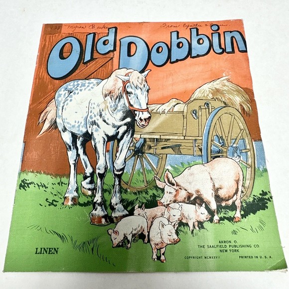 Old Dobbin‎ Linen Childrens book Akron. O. Made in USA - Picture 1 of 9